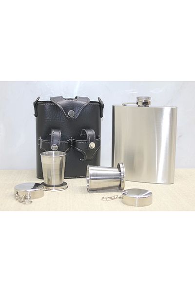 Narnuga Leather Sheathed Flask Set Alk3931 - Mct1589-8258