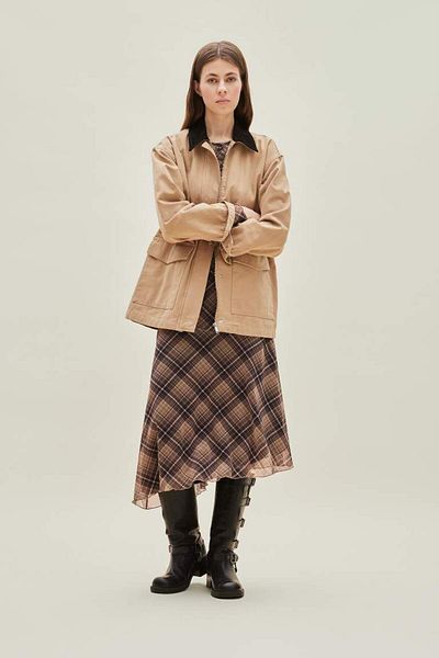 DeFacto New Season Asymmetrical Checked Normal Waist Tulle Midi Skirt