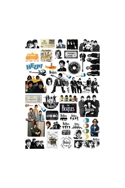Ororabutik 47 τμχ The Beatles Rock Pop Σετ αυτοκόλλητων - Σετ αυτοκόλλητων Sketchbook