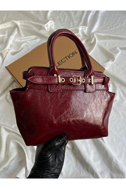 NBİBAGS حقيبة يد وكتف نسائية موديل ريجا باللون الأحمر الداكن