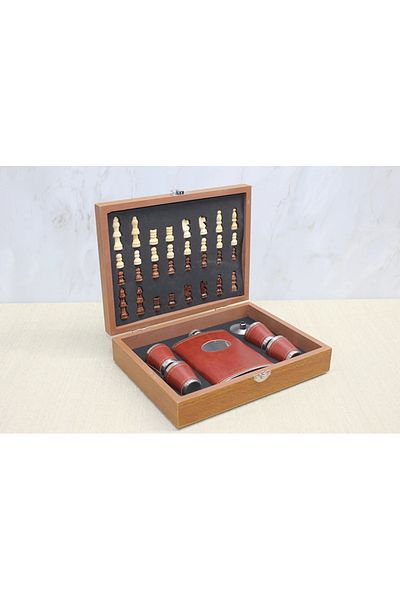 Narnuga Chess Flask Set with Leather Alk3915 - Mct7194-9925