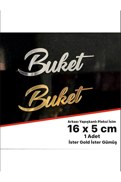 estölye PLEKSİ LAZER KESİM İSİMLİK SÜSÜ 16 X 5 CM 1 ADET GOLD veya GÜMÜŞ