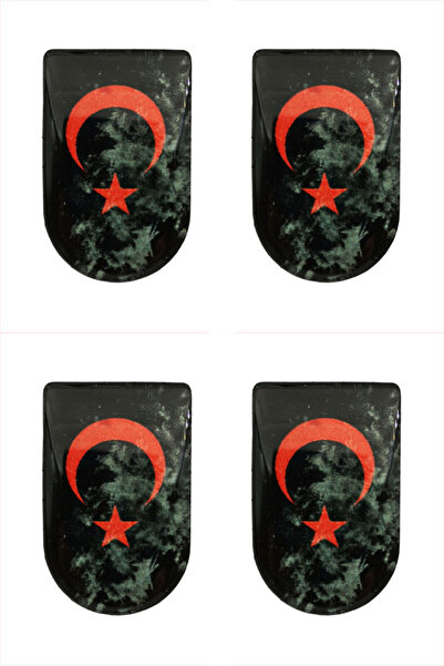 Aresoutdoors Şarjöraltı Sticker Bayrak Etiketi 4 Adet Puslu Ayyıldız Desenli