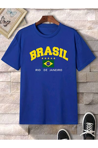 LEIVOR Μπλουζάκι Unisex από βαμβακερό εμπριμέ Brasil