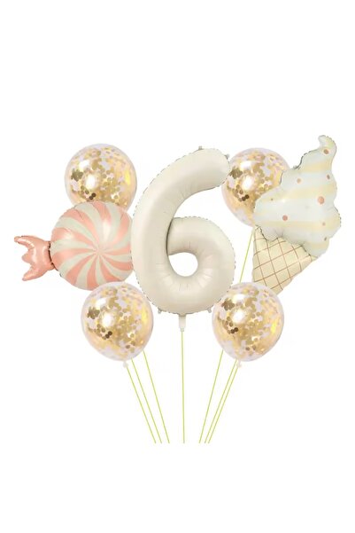 Öztürkpartievi مجموعة بالونات حلوى الآيس كريم الرجعية