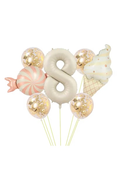 Öztürkpartievi مجموعة بالونات حلوى الآيس كريم الرجعية