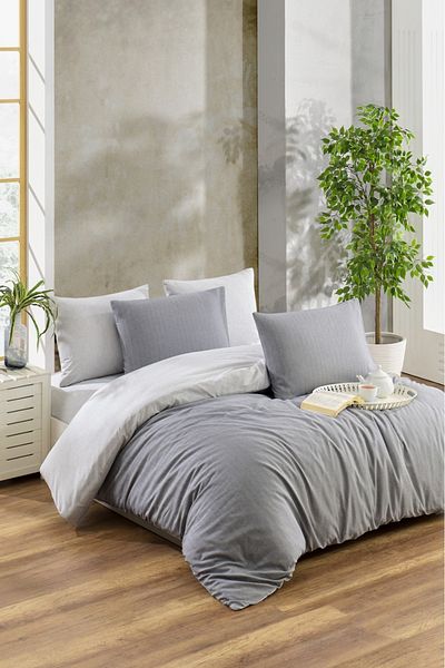 GALAWARRA Royalcomfort Cotton Reversible Double Bed Sheet Fitted Bedding Set
