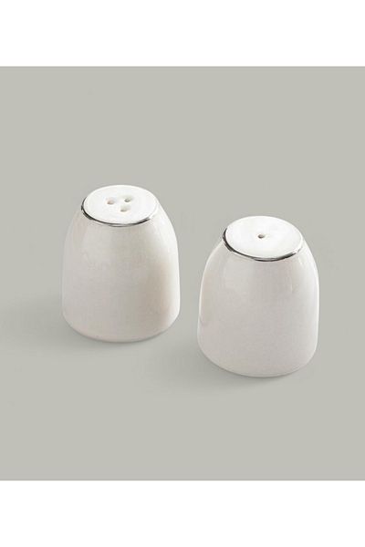 porselenden Modern Silver Porcelain Salt and Pepper Shakers Set 5,5X5 cm Cream