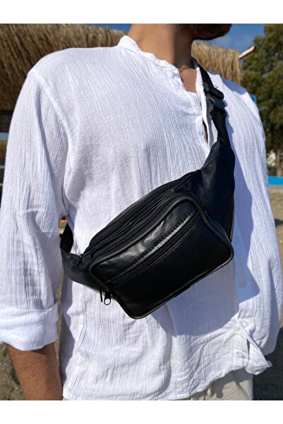 westbag Geantă neagră din piele naturală - Geantă de talie și crossbody