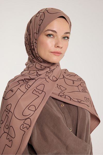 PURESCARFS Pure Tone Shawl - Marginal Pattern - Milk Coffee