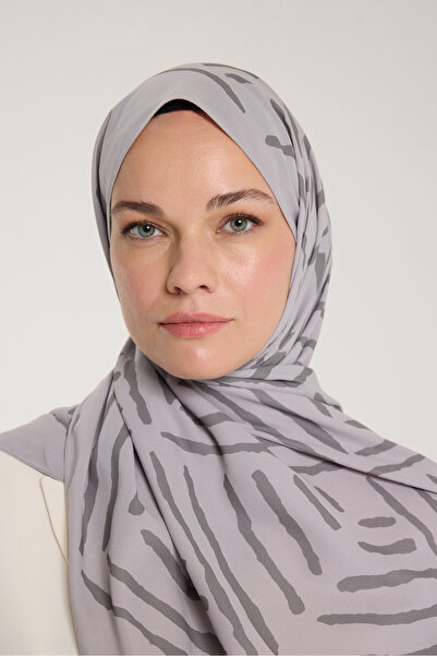 PURESCARFS Pure Tone Şal - V Desen - Soft Gri - Gri