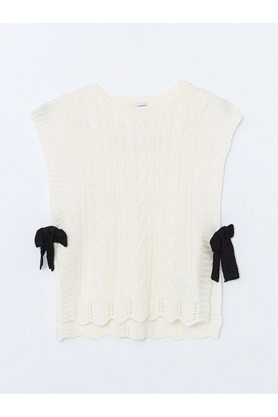 LC Waikiki Lcw Kids Ecru Crew Neck Girl's Knitwear Sweater