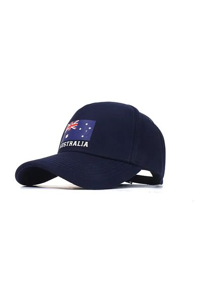 LEIVOR Тъмносиня шапка с австралийски принт Snapback