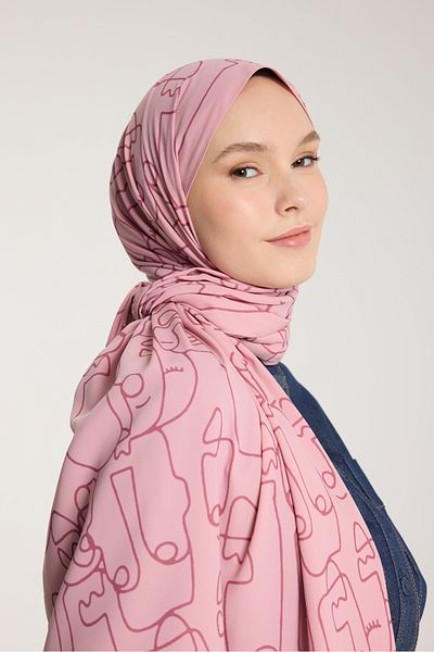 PURESCARFS Pink and Dusty Rose Pure Tone Shawl - Marginal Pattern