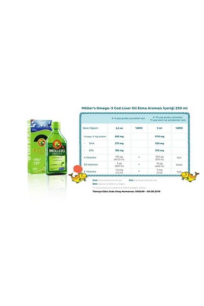 Möller's Omega 3 Apple Flavored Fish Oil 250 ml 2 Pieces