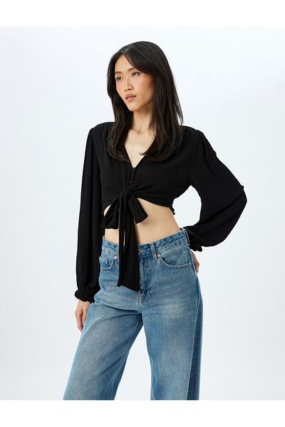 Koton Black Crop Blouse For Women