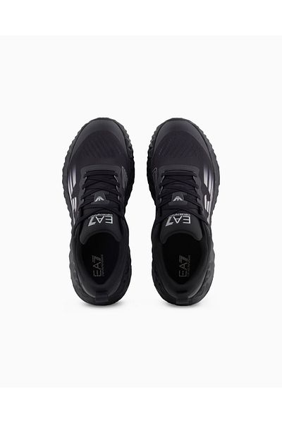 EA7 Unisex Comfortable High Sole Breathable Mesh Detailed Eagle Logo Black Sneaker X8X239 Xk