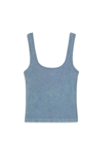 Nocturne Tricou crop indigo din țesătură țesătură pentru femei N25YD15202-INDIGO