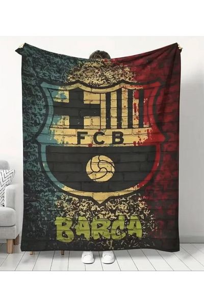 VİEW Fleece Blanket with FC Barcelona Club Logo-Super Soft -A Multi-Purpose, Perfect Gift for Barça Fans