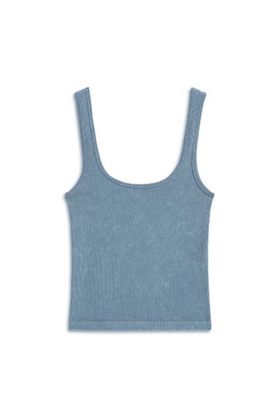 Nocturne Tricou crop indigo din țesătură țesătură pentru femei N25YD15202-INDIGO