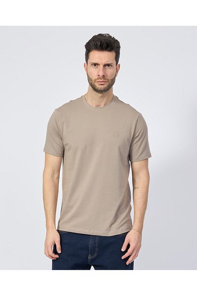 Armani Exchange Ανδρικό μπλουζάκι κανονικής εφαρμογής με στρογγυλή λαιμόκοψη βαμβακερό κοντομάνικο μπεζ 8NZT84 Z8M9Z-U6167
