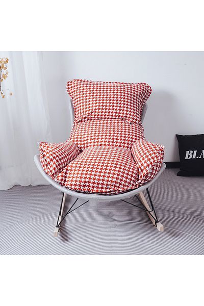 Generic Relaxing fabric rocking chair with comfortable padding and footrest for ultimate comfort - white/red