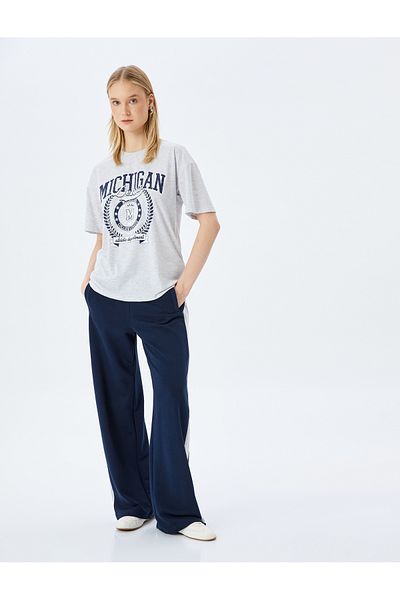 Koton New Season College Printed Crew Neck Short Sleeve Comfortable Fit T-Shirt