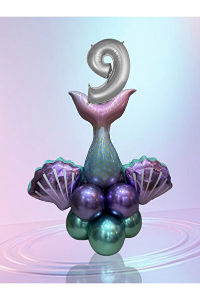 SİNDA Deniz Kızı Doğum Günü Konsept - Deniz Kızı Kuyruğu - Folyo Rakam Balon ...