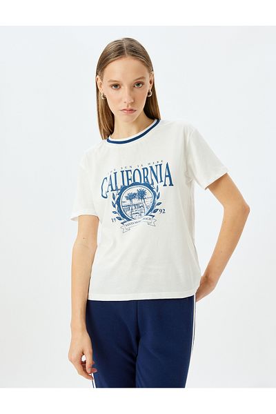 Koton ecru Printed T-Shirt