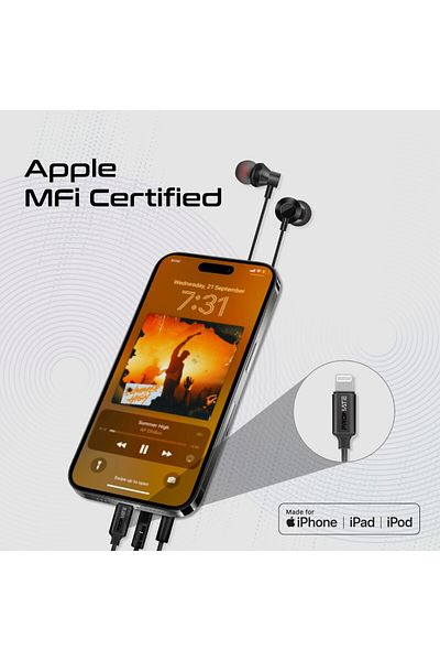 Promate Earphones With Lightning Connector, In-Ear Apple MFi Certified Earphones With Microphone.