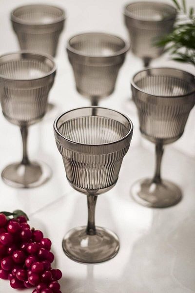 Depa Acrylic Smoked 6-Piece Glass & Water Soft Drink Coffee Side Cup 300 ml (Not Glass)