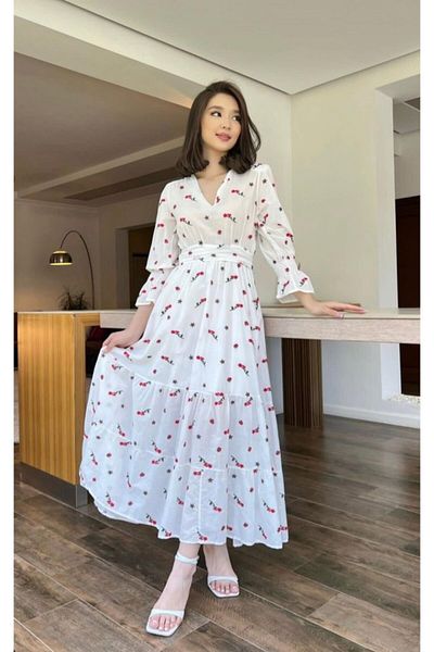 modaserdem Red Gimped Voile Dress