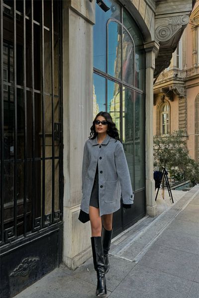 modaserdem    Kaşe Jacket 4 Button Model - Gray