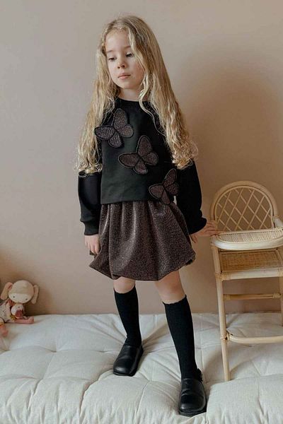 Minigimin Cicileri My Little One's Cicileri Butterfly Glitter Detailed Balloon Effect Girl's Suit - Copper