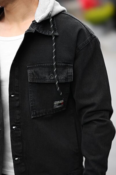 LTC Jeans Ανδρικό τζιν μπουφάν Oversize με μαύρη κουκούλα