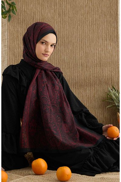 Fatma Atasoy Amelia Red Ethnic Pattern Shawl