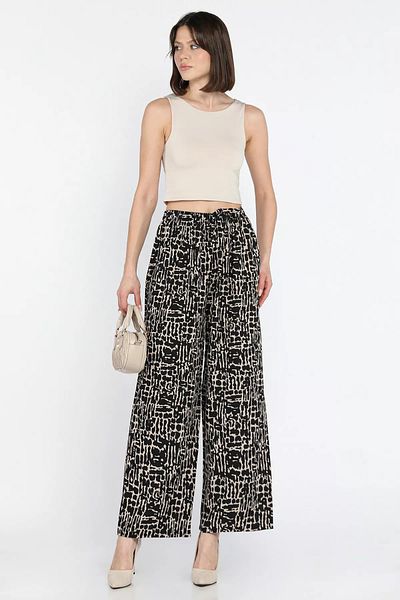 GÜLSELİ Black Elastic Waist Women's Viscose Walking Pants