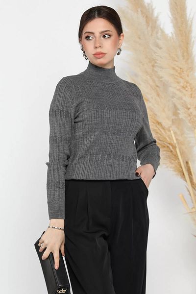 GÜLSELİ Dark Gray Women's Half Fisherman Patterned Lycra Knitwear Blouse