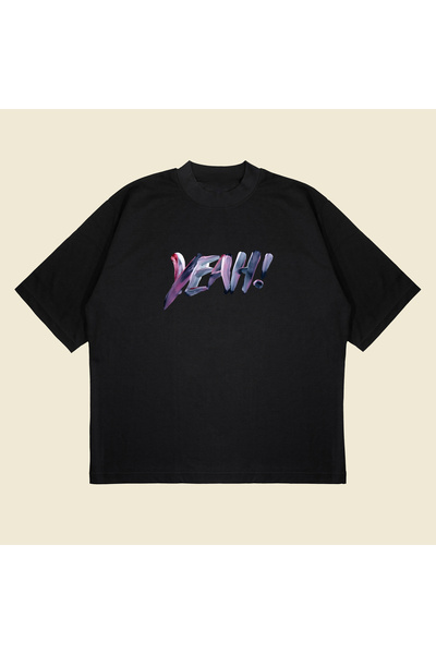 PURE POWER Ναι! με τύπωμα oversized Unisex βαμβακερό μπλουζάκι από χοντρό ύφασμα που αναπνέει