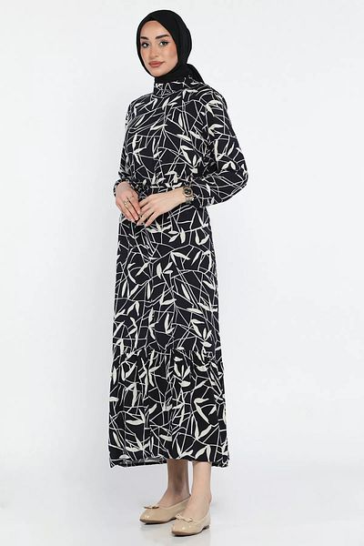 julude Φόρεμα με μοτίβο Navy Blue με δεμένη μέση Hijab Viscose