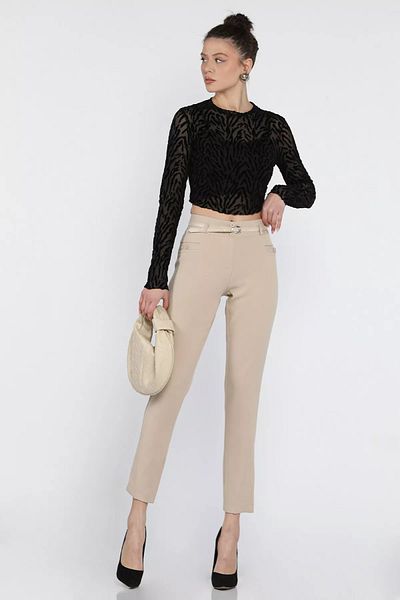 GÜLSELİ Stone Women's Belted Fabric Trousers