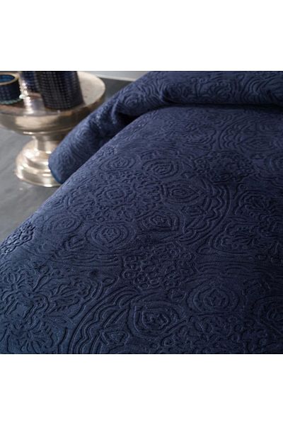 Karaca Home Scala Dunkelblau Einzelbett Embossed Decke
