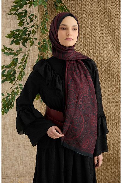 Fatma Atasoy Amelia Red Ethnic Pattern Shawl