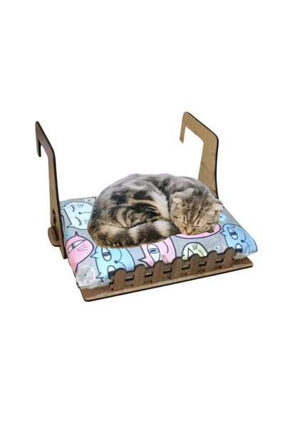 Romingo Kediler Için Yataklı Ahşap Petek Askısı Kedi Yatağı