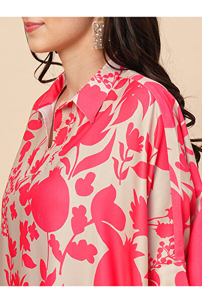 Globus By Styli Floral Print Spread Collar Kaftan Top and Trousers Co-Ords