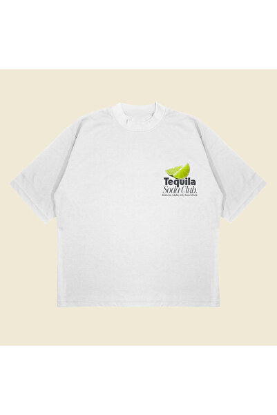 PURE POWER Tequila Soda με τύπωμα oversized Unisex βαμβακερό μπλουζάκι από χο...