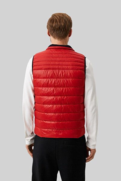 BOSS Su Tutmaz Regular Fit Dik Yaka Şişme Erkek Yelek Kırmızı