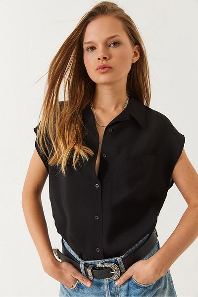 Bianco Lucci Women's Short Sleeve Single Pocket Ayrobin Basic Shirt 4620 60261455