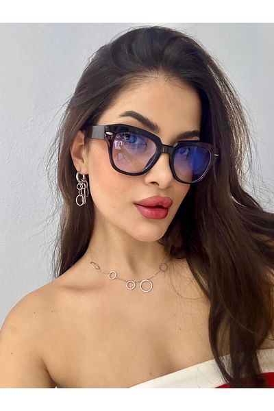 funeyes Stane Thick Black Frame Popular Blue Light Protection Blue Block Transparent Screen Glasses