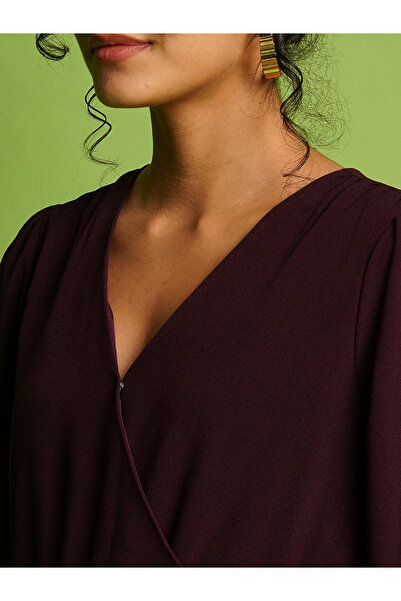 Globus By Styli Solid V-Neck Balloon Sleeves Wide Leg Jumpsuit